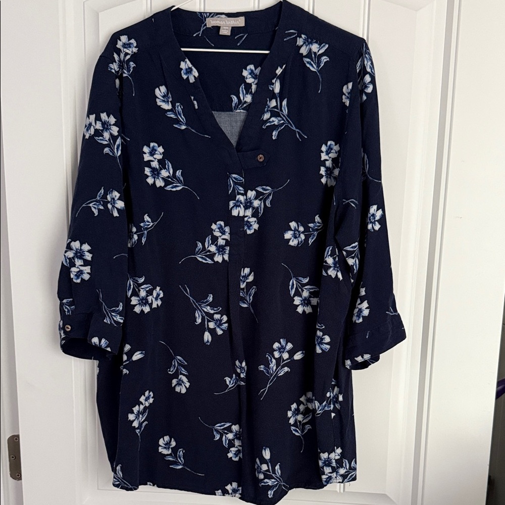 Navy Floral Women's Top